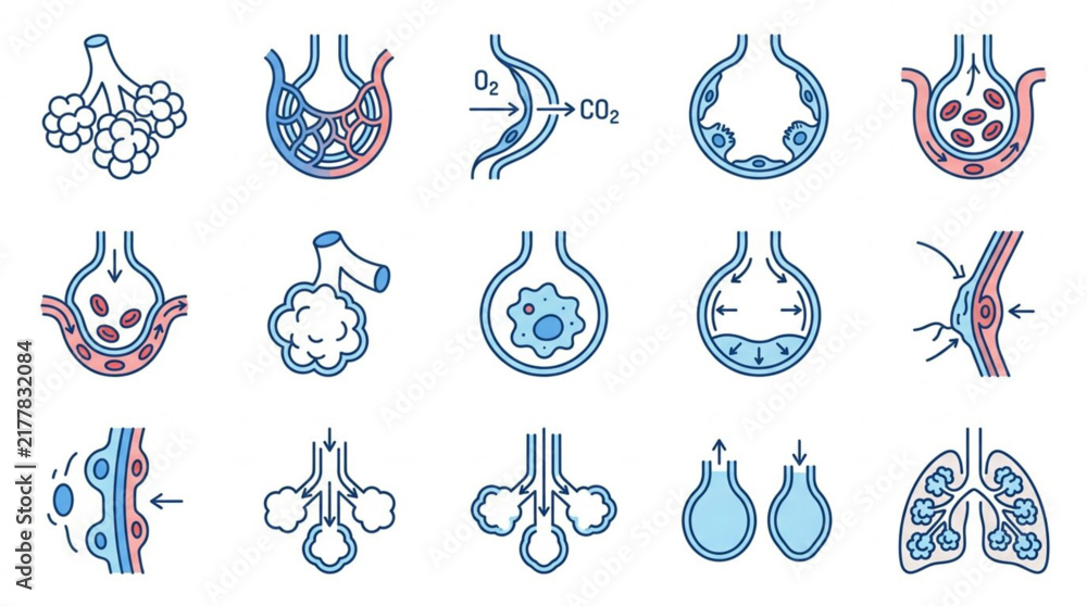 Fototapeta premium Colorful Medical and Scientific Organ Illustrations Collection.