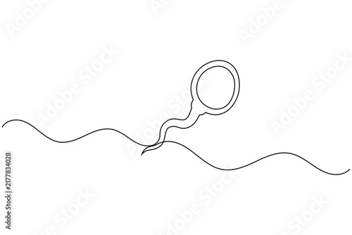 Bild auf Leinwand Sperm cell round head one line art health reproduction medical biology vector il