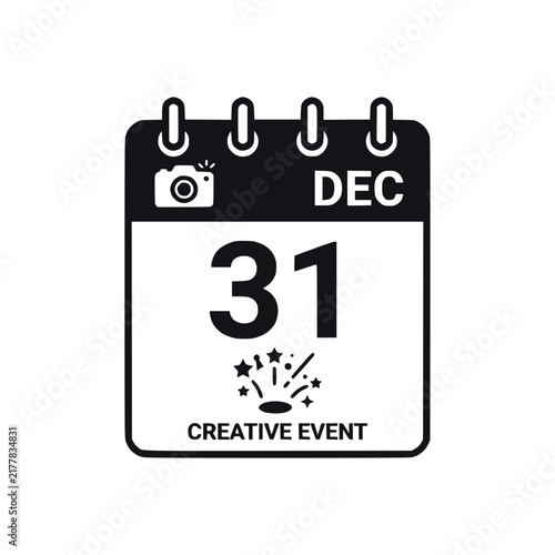 December 31 New Year Event Calendar Vector Icon