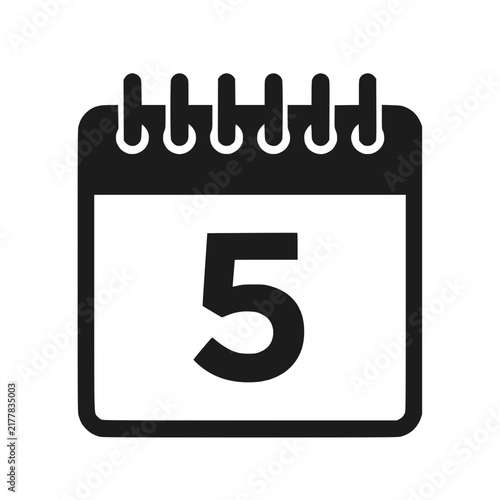 Minimalist Calendar Icon With Number Five Isolated