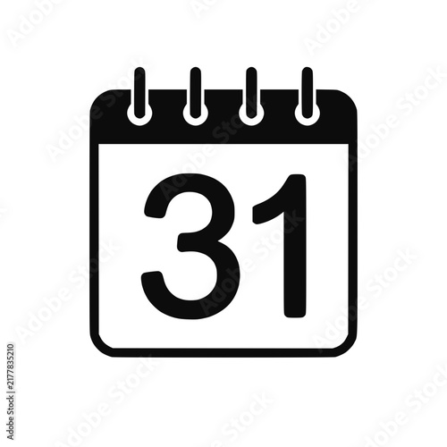 Simple flat calendar icon with thirty first date