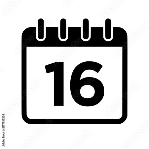 Sixteenth Day Calendar Icon Isolated on White