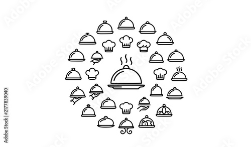 Minimal Chef Toque and Professional Kitchen Headwear Outline Icon Collection