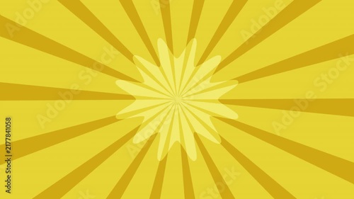 Rotating sunburst rays background with rotating beams and central sun circle.