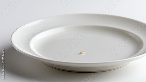 Plakat w ramie Minimalistic empty plate with a single seed.
