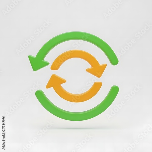 Recycling arrows icon with green and orange colors