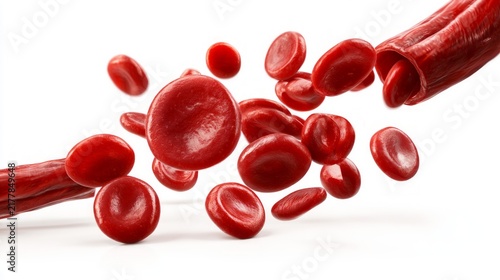 Detailed Biomedical Illustration of Healthy Red Blood Cells in Motion Within the Human Body