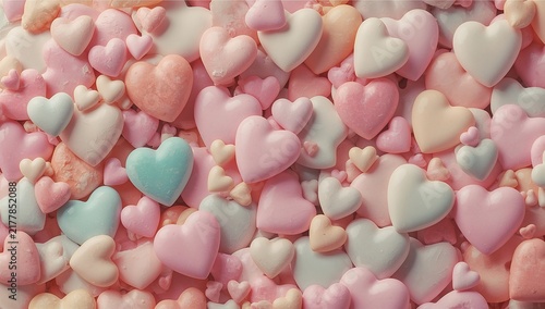 Soft pastel heart shaped sprinkles background