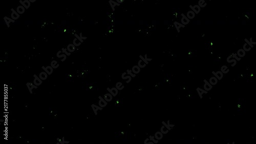 Digital Green Rain Code Overlay With Static Particles On Black Background For Tech Motion Graphics