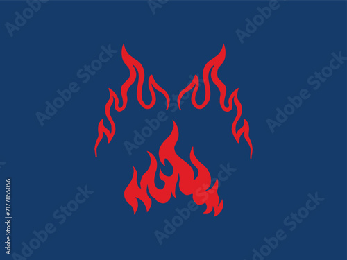 Red Flame Fire Shape Line Art Graphic Element