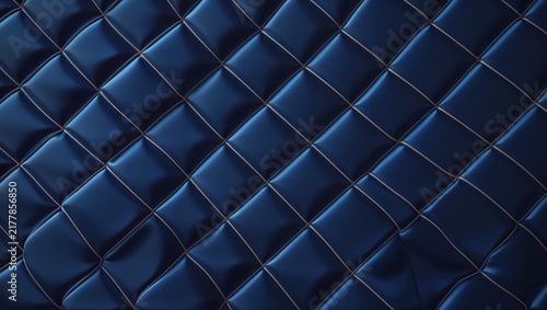 Deep blue diamond quilted upholstery texture background