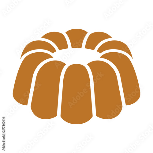 A golden brown round bundt cake shape icon with a simple fluted design for baking concepts Vector
