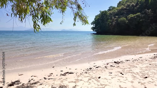 Pristine Tropical Beach with Slow Ocean Wave Motion