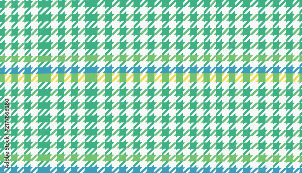 Fototapeta premium Retro green, blue, and yellow houndstooth seamless textile pattern background, perfect for fashion fabric and modern apparel.
