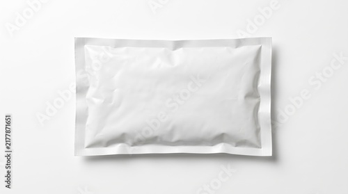 Foto Blank white plastic sachet mockup for food or cosmetic product branding