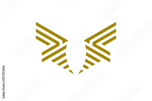 Abstract Eagle Wings Logo Icon — Bold Gold Geometric Line Art Bird Wing Symbol for Military, Aviation and Premium Brand Identity Design