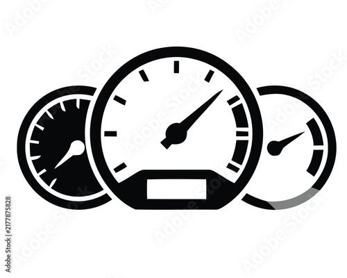 Speedometer and dashboard gauges vector icon symbol illustration.
