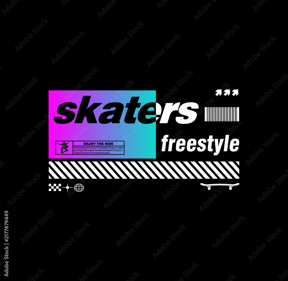 Fototapeta premium SKATERS FREESTYLE Typography design vector illustration