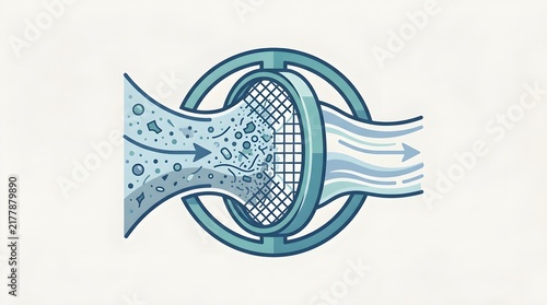 Water Filtration Process Diagram Showing Impurities Being Purified