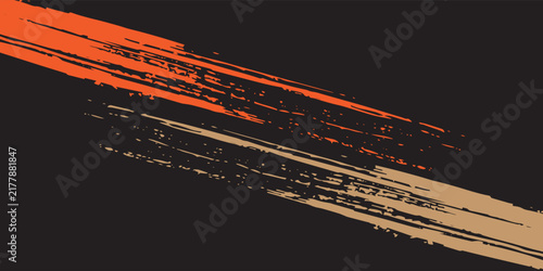 Abstract orange and beige diagonal grunge brush stroke background isolated on dark background.