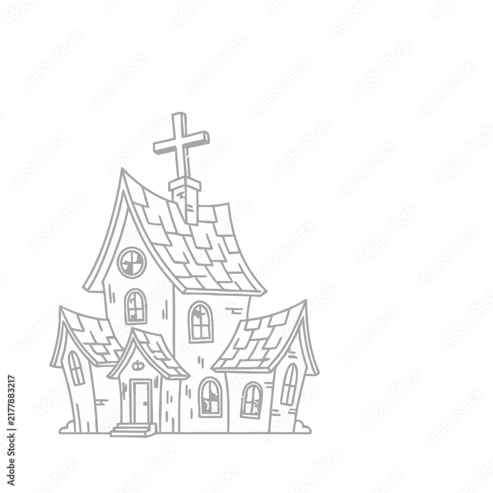 Naklejka premium Cartoon church building with cross