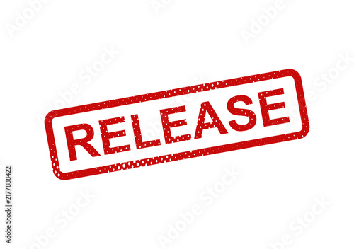 Red release stamp on transparent background illustration