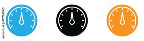 Speedometer Icon Set Gauge Meter Fast Performance Velocity Tachometer Dashboard Control Panel Vector Graphic Illustration Isolated Stock Asset