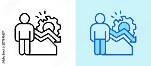 Bild auf Leinwand Functional Decline whiteblue icon