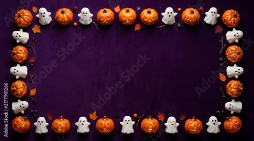 A delightful halloween border featuring charming pumpkins and playful ghosts creates a spooky yet inviting atmosphere perfect for seasonal celebrations and festive designs