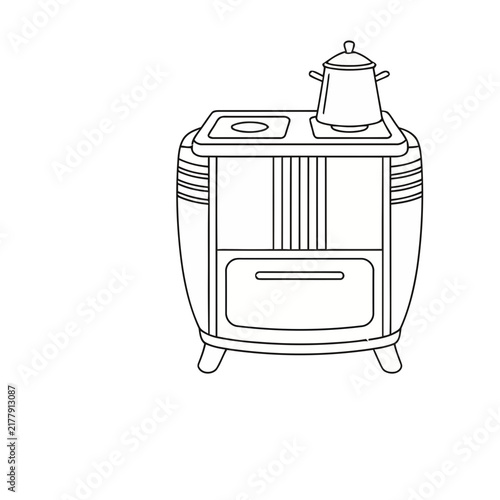Vintage Stove with Pot