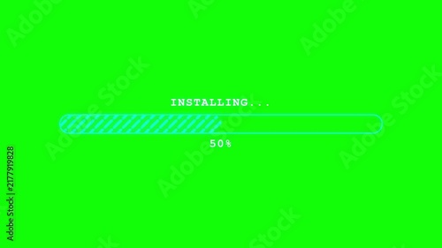 Progress Bar Installation Loading Motion Neon Green Chroma Key Animation