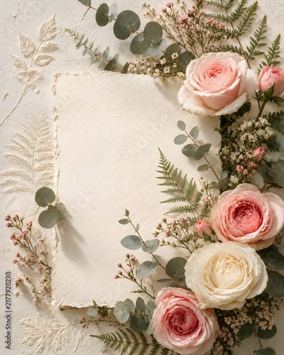 vintage background with frame and roses