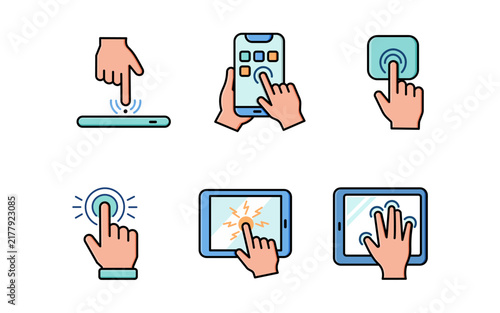 Touch Screen Gestures and Mobile Device Interaction Icon Set