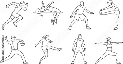 Athletes Dynamic Sports Architectural Scale Figures Vector Template