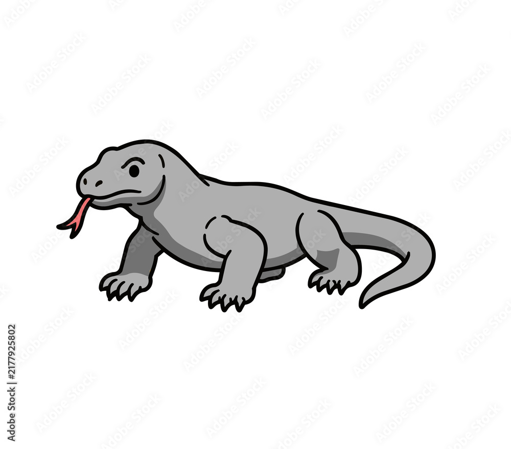 Fototapeta premium Komodo Lizard with Red Tongue