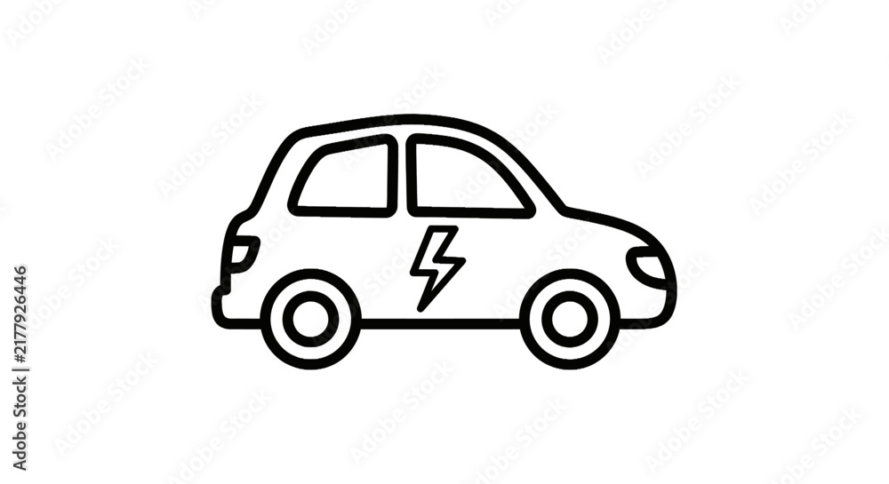 Obraz premium Electric Car Simple Line Drawing.