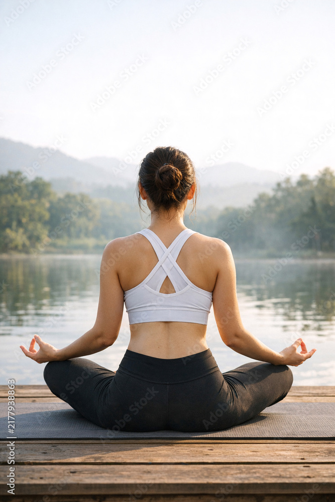 Fototapeta premium Yoga by the lake