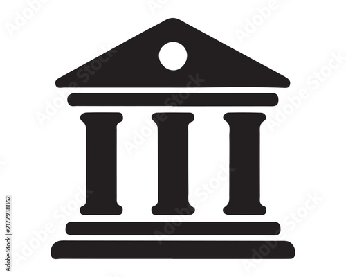Classical building icon with columns and triangular pediment representing bank or courthouse fa ade building architecture courthouse classical pediment historic government institution