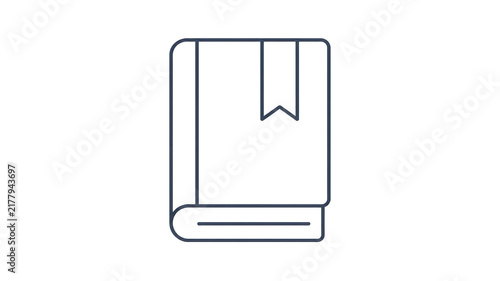 Minimalist closed book icon with ribbon bookmark isolated on white background for design templates