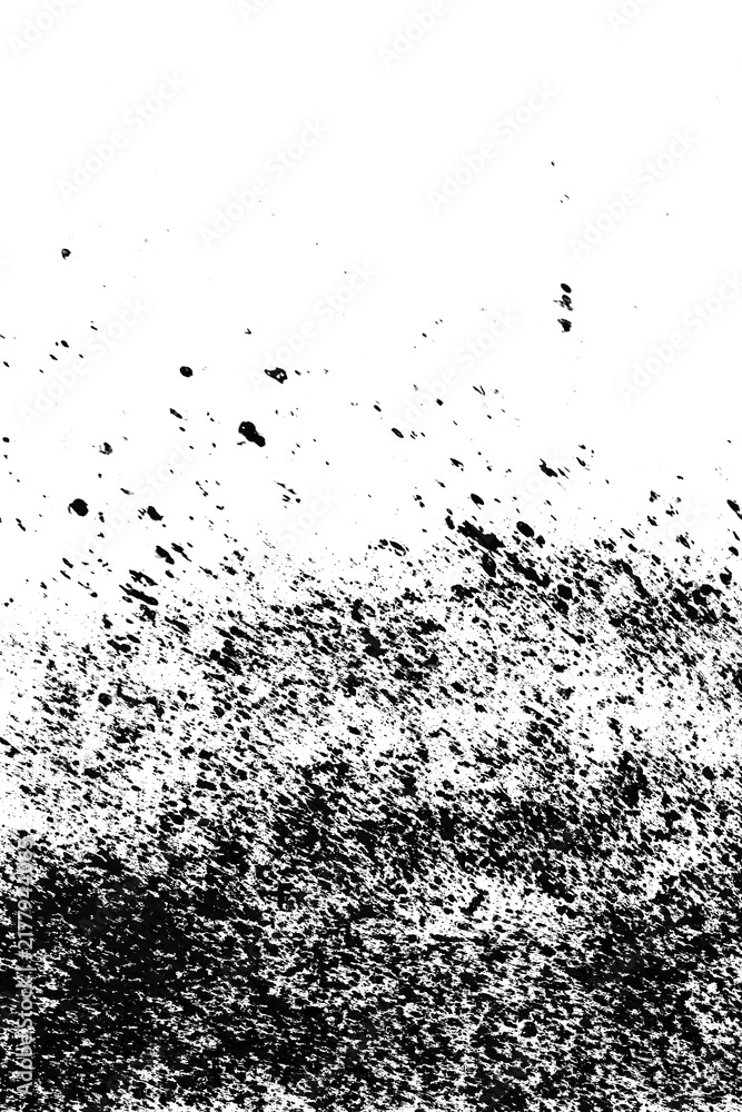 Fototapeta premium Aggressive black ink splatter texture with dynamic splashes and grunge paint drops, isolated on transparent background for urban style graphic design and modern distressed overlays