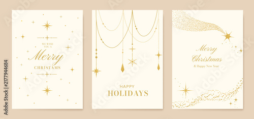 Foto White Christmas and Happy New Year card vector