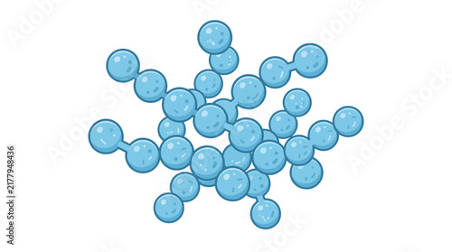 Branched blue cocci bacteria colony cartoon illustration