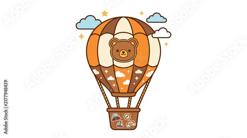 Brown bear themed hot air balloon.