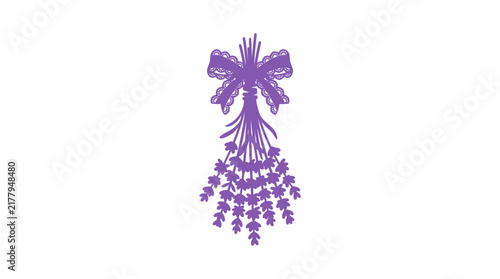 Bundle of dried lavender flowers tied with ribbon bow.