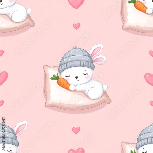 Cozy Sleepwear Textile Pattern Featuring Bunny Rabbits