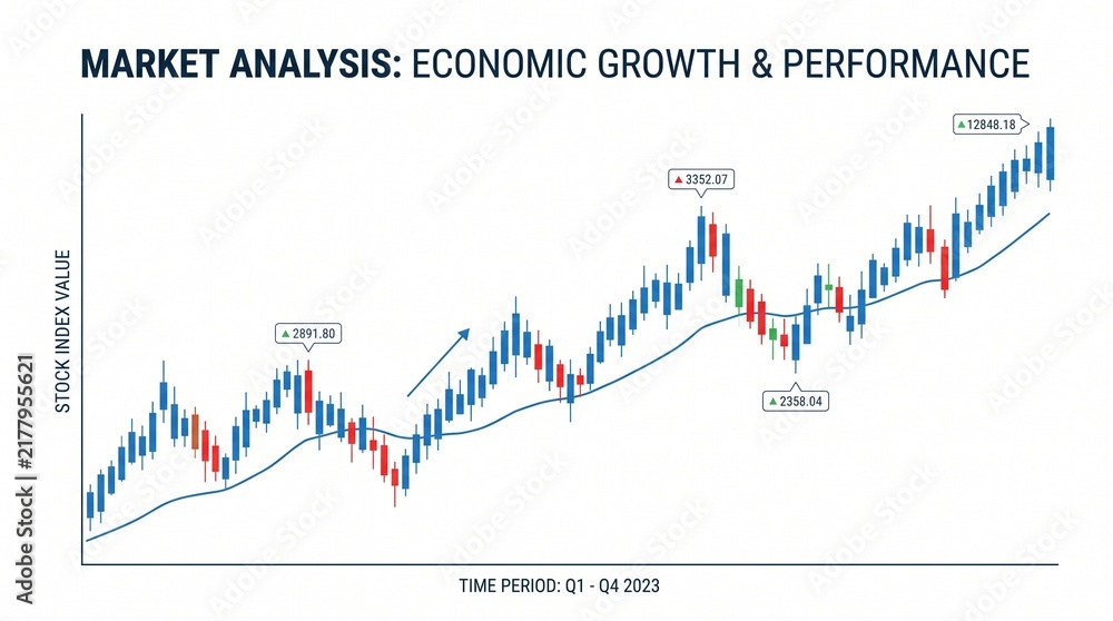 Obraz premium Financial stock market candlestick chart showing economic growth and positive trade performance trends