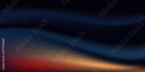 Dark blue orange red grainy texture background abstract vibrant color wave shape black backdrop noisy wide banner header design