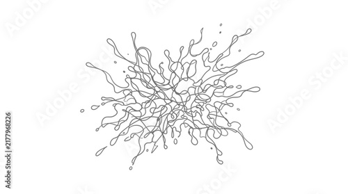 Black line art liquid splash vector illustration isolated on white background