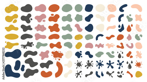 Abstract organic shapes and colorful blobs collection for graphic design vector