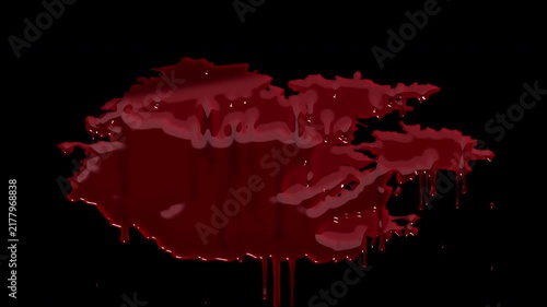 animated red blood splatter splash on black background 4k video in black background